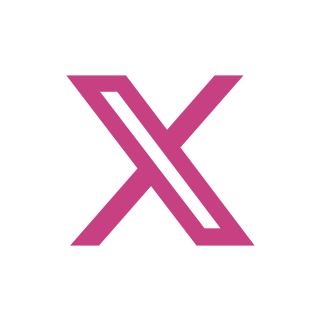Magentafarbenes X-Symbol mit einem diagonal durchgehenden weißen Streifen