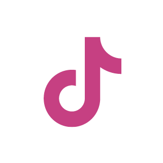 rosa TikTok-Logo mit Notenform auf weißem Hintergrund